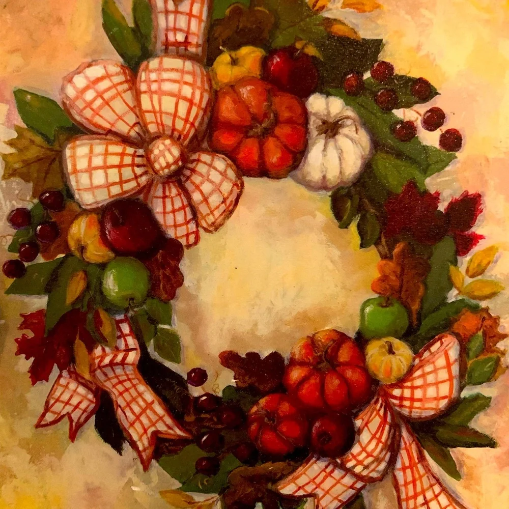 Round Top Collection Autumn Harvest Wreath Wall Or Table Art Decoration